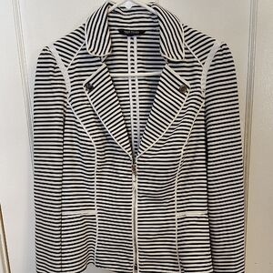 White House Black Market Striped Blazer - Black and White